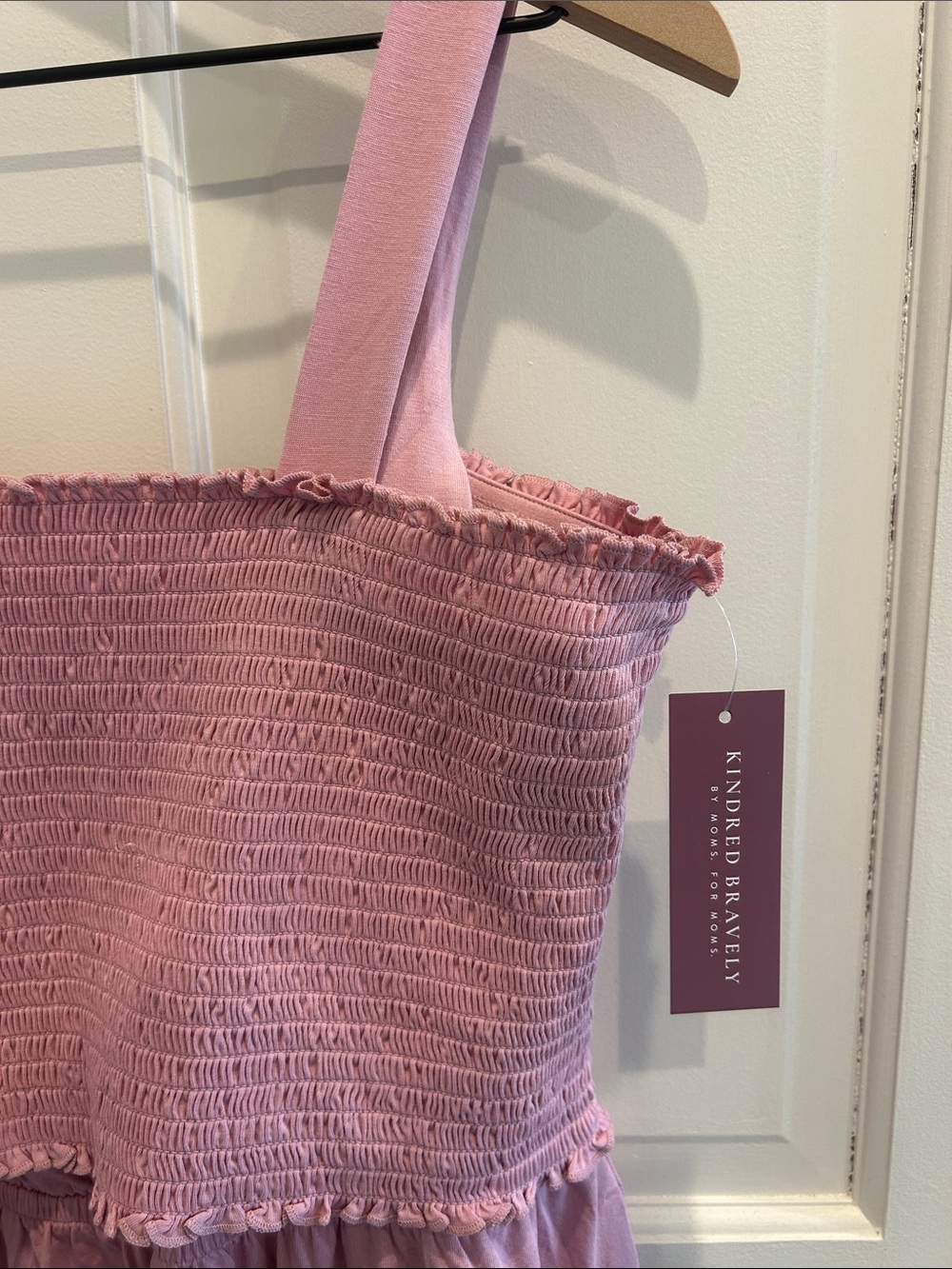 Kindred Bravely Pink Maternity Smocked Midi Dress - Picture 4 of 4